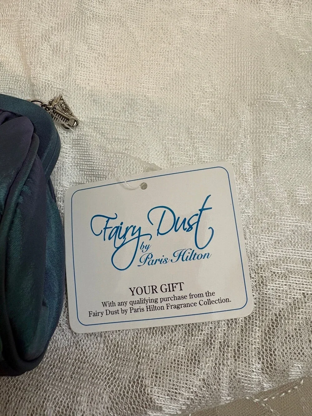 Fairy Dust by Paris Hilton Dark Teal Taffeta Clutch with Rhinestone Chain Strap